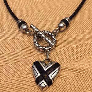 Brighton leather braid necklace with “X” heart